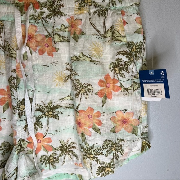 NWT Arizona Womens Floral Pull On Shorts Lined Sz L Drawstring Beach Summer - Picture 3 of 13